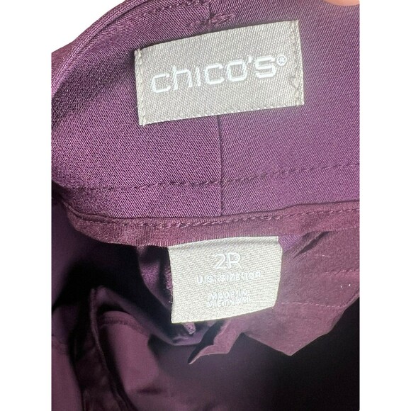 Chico’s So Slimming Pants 2P Plum Purple‎ Straight Ankle Career Trousers Work - Picture 8 of 9